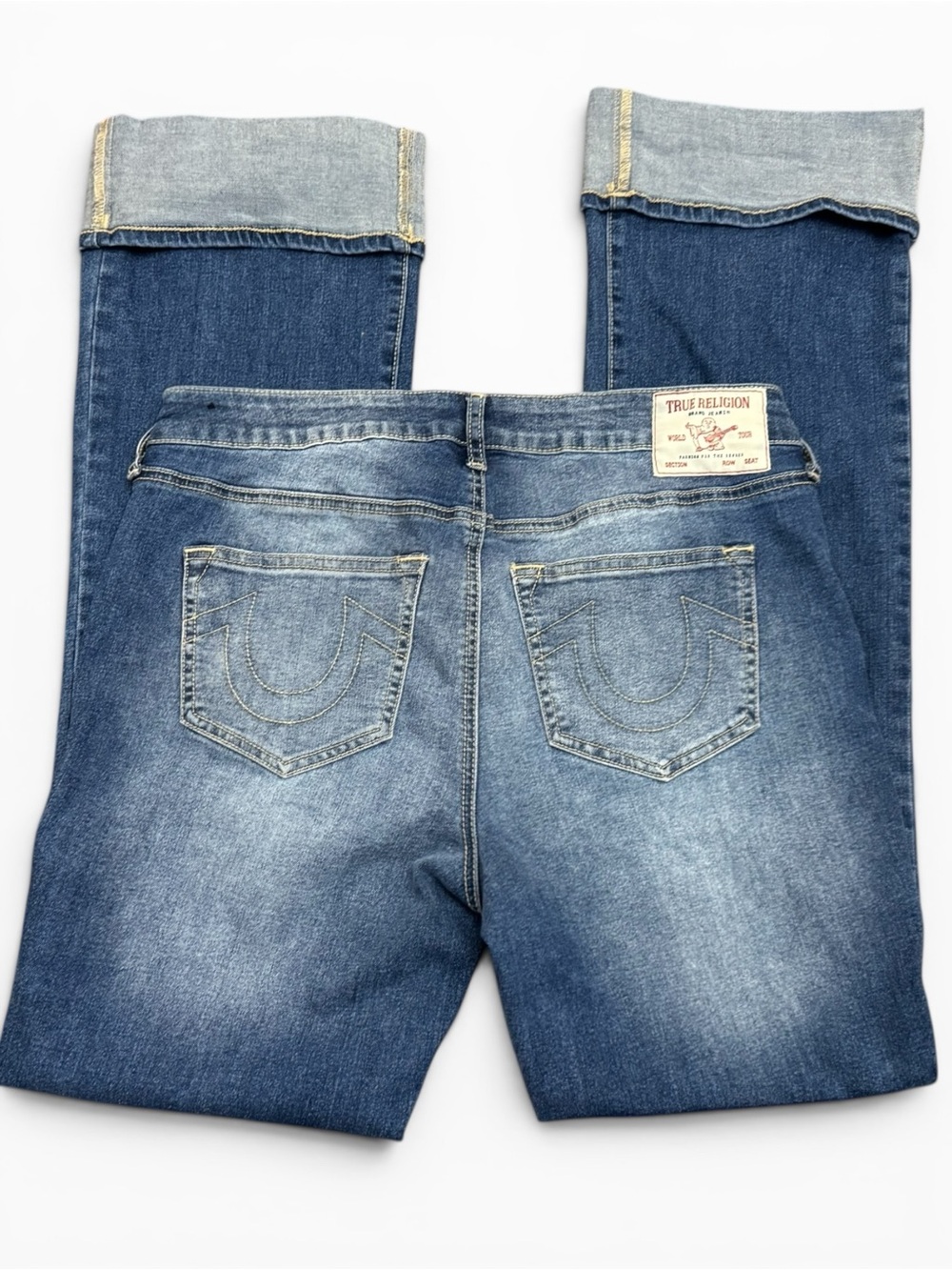 True Religion Becca Bootcut Mid Rise Cuff Jeans Medium Wash Size 32 - Picture 5 of 10
